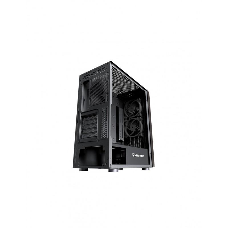 Caja ordenador gaming nfortec nervia atx argb cristal templado negra