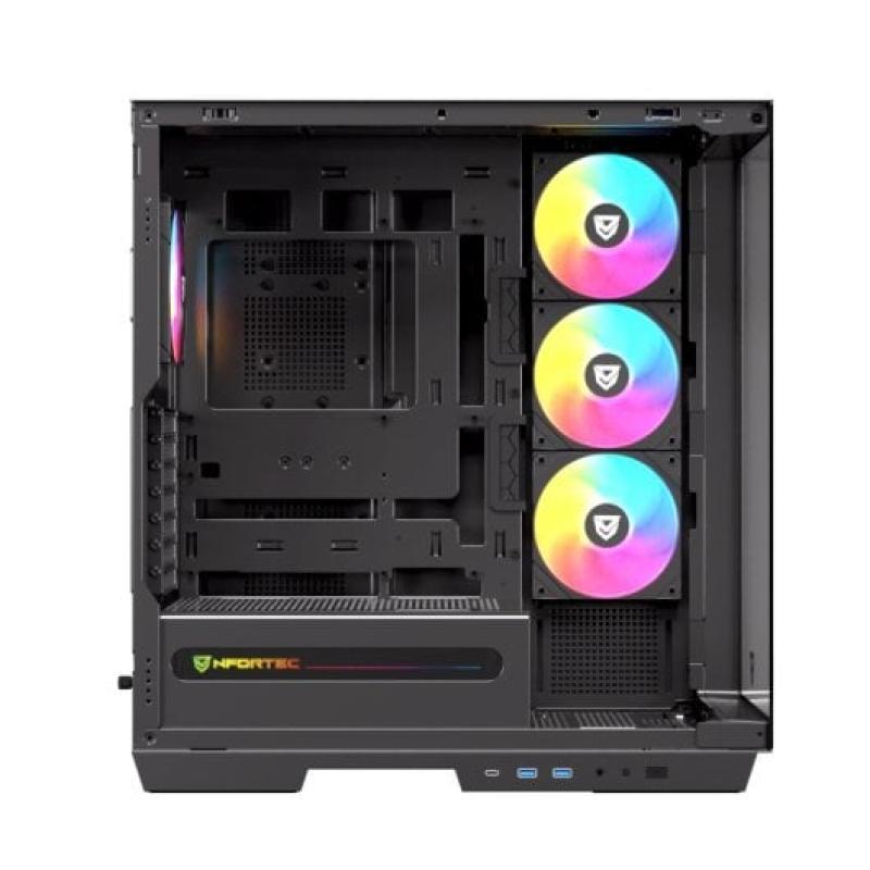 Caja ordenador gaming nfortec ursa e - atx argb cristal templado negra