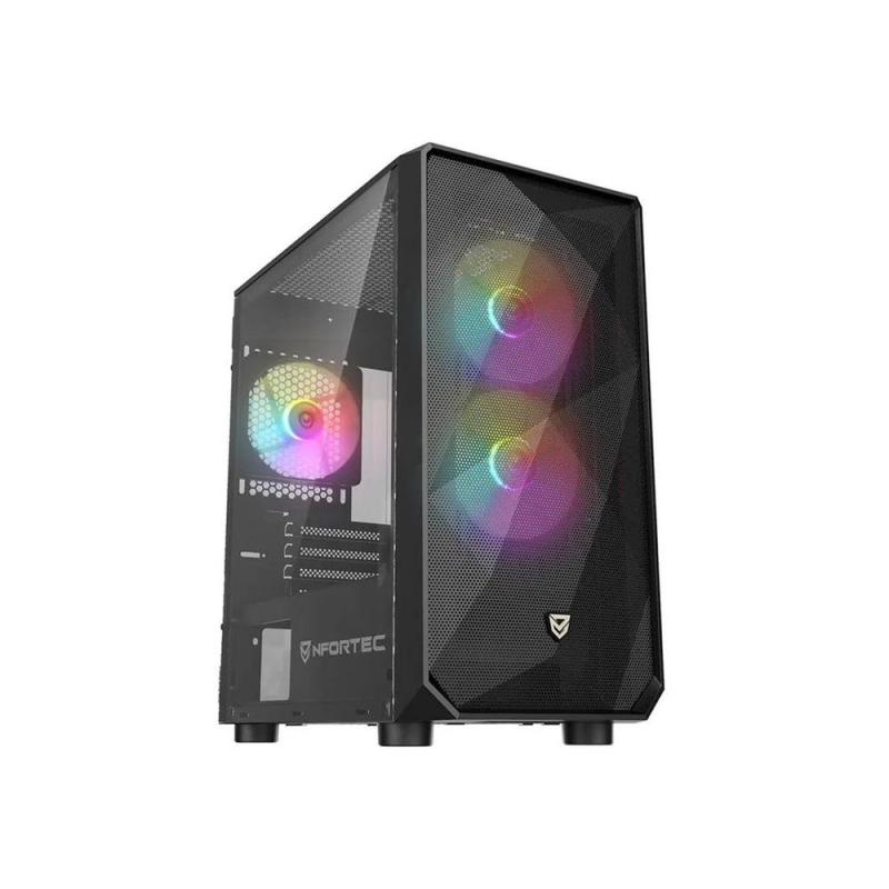 Caja ordenador gaming nfortec dys matx argb cristal templado negra