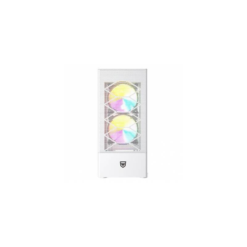 Caja ordenador gaming nfortec caelum atx rgb cristal templado blanca