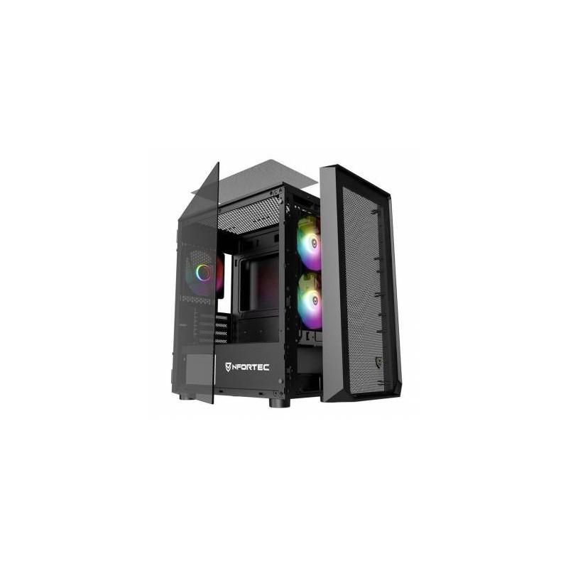 Caja ordenador gaming nfortec dys matx argb cristal templado negra