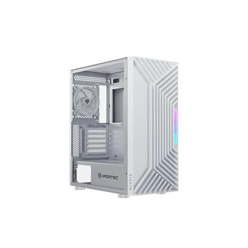 Caja ordenador gaming nfortec nervia atx argb cristal templado blanca
