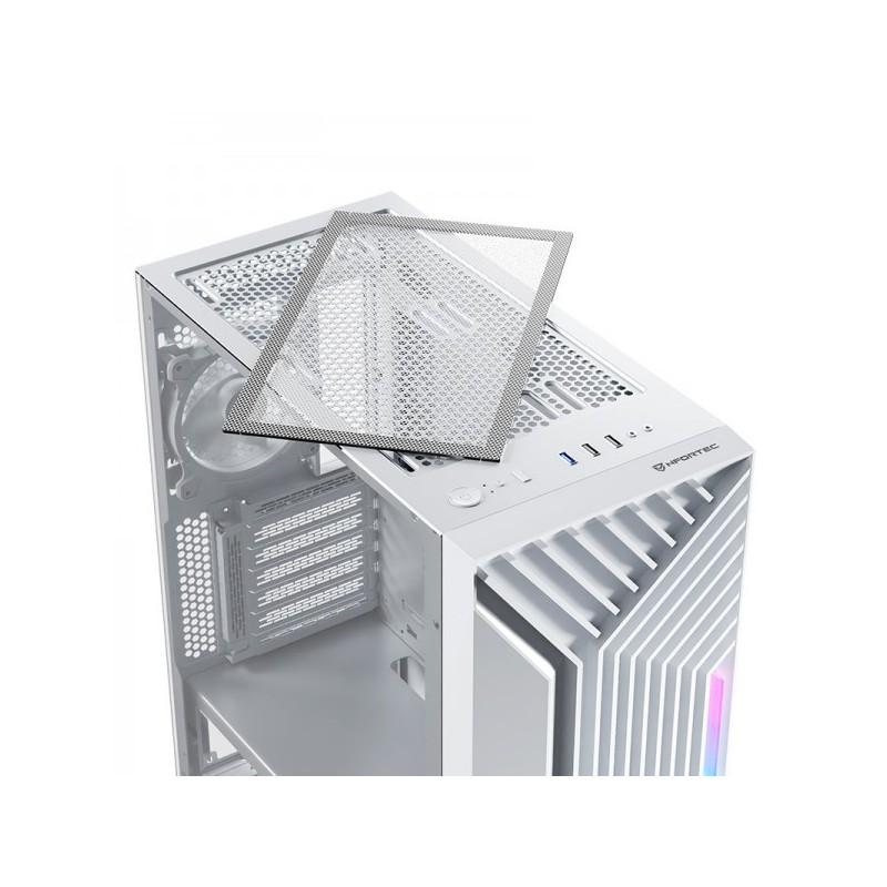 Caja ordenador gaming nfortec nervia atx argb cristal templado blanca