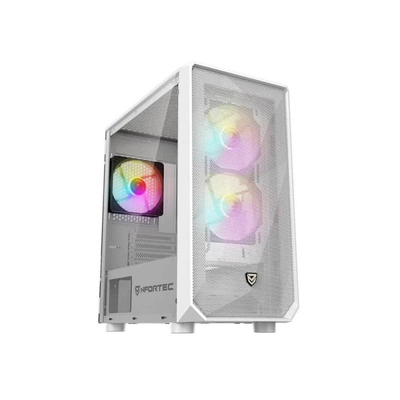 Caja de pc gaming nfortec dys torre micro - atx a - rgb c. templado 3x120 inc. blanc