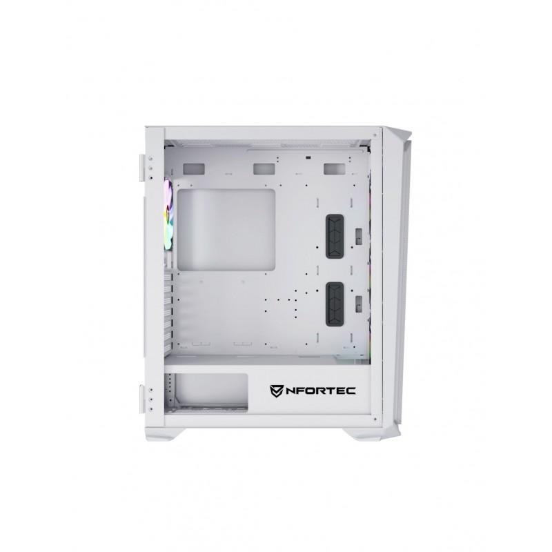 Caja ordenador gaming nfortec krater x e - atx argb cristal templado blanca