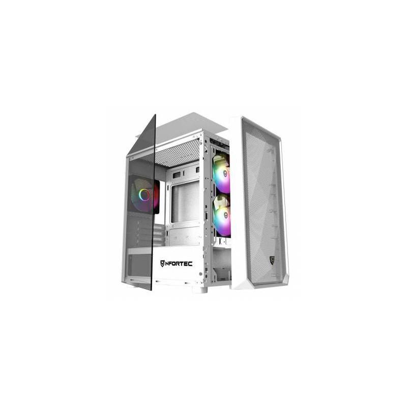 Caja de pc gaming nfortec dys torre micro - atx a - rgb c. templado 3x120 inc. blanc