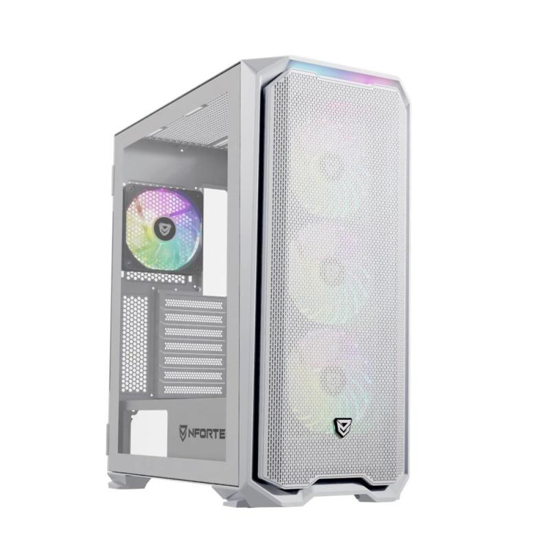 Caja ordenador gaming nfortec krater x e - atx argb cristal templado blanca