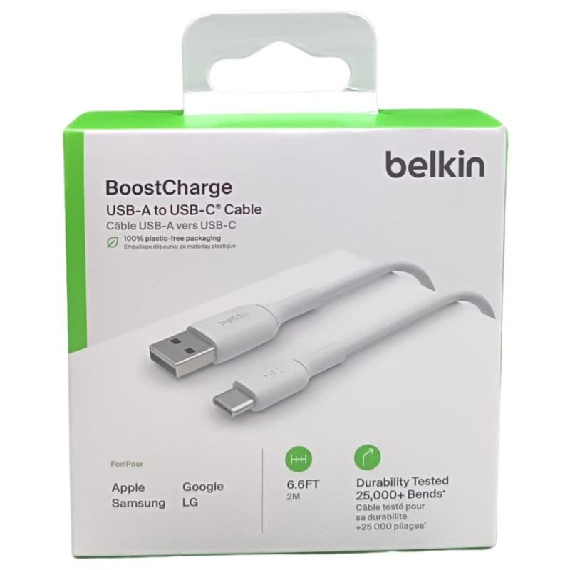 Cable usb tipo c a usb tipo a belkin 2m - macho - macho - blanco
