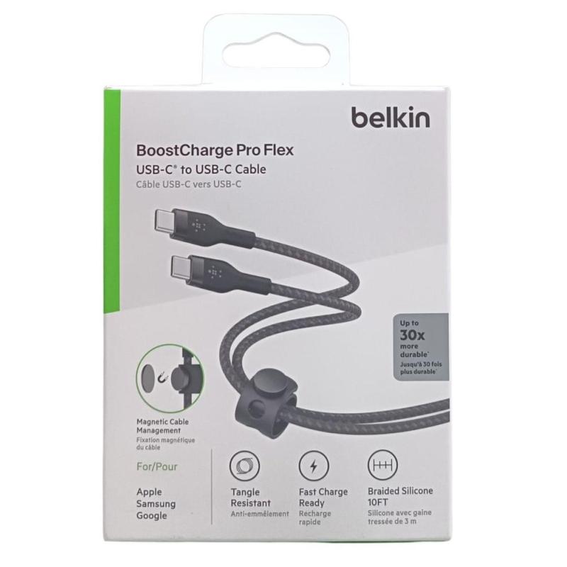 Cable usb tipo c belkin 3m - macho - macho - negro - trenzado