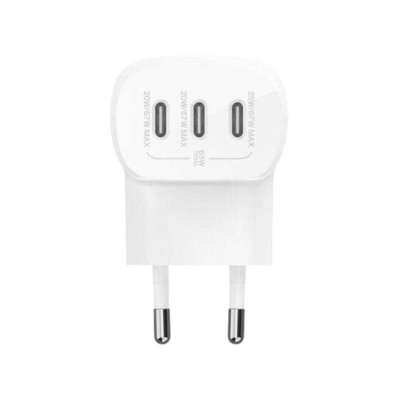 Cargador belkin wcc002vfwh 67w 3x usb tipo c blanco