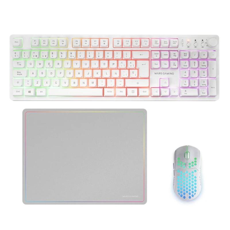Teclado + raton mars gaming mcpwxwes rgb blanco