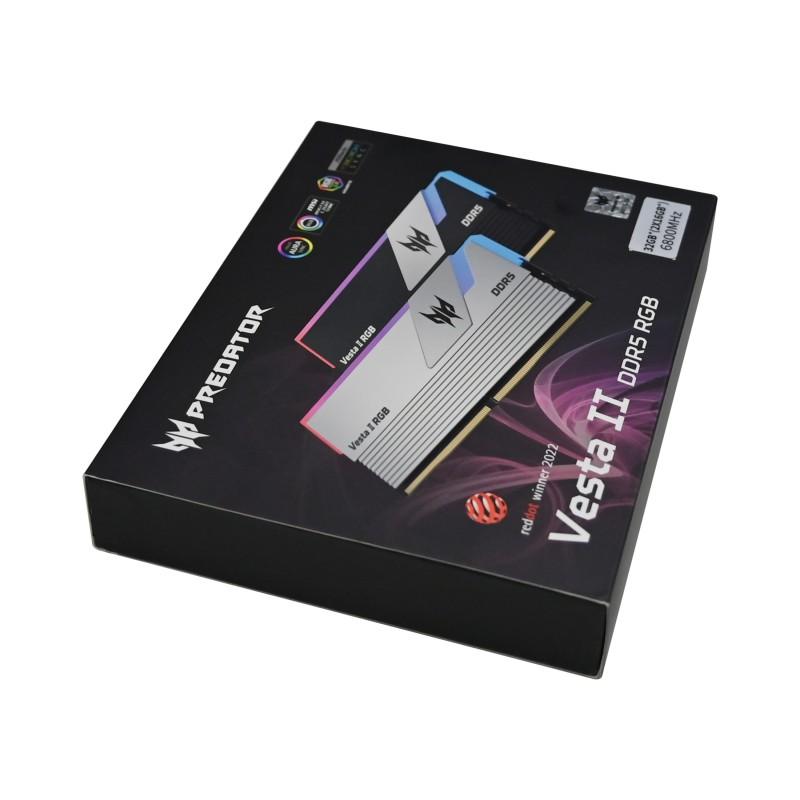 Memoria ram ddr5 32gb 2x16gb acer predator vesta ii - dimm - 6000mt - s cl32 silver