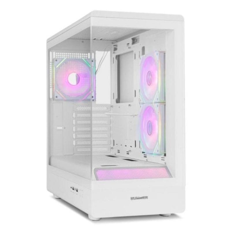 Caja ordenador gaming nox hummer signal atx argb cristal templado blanco