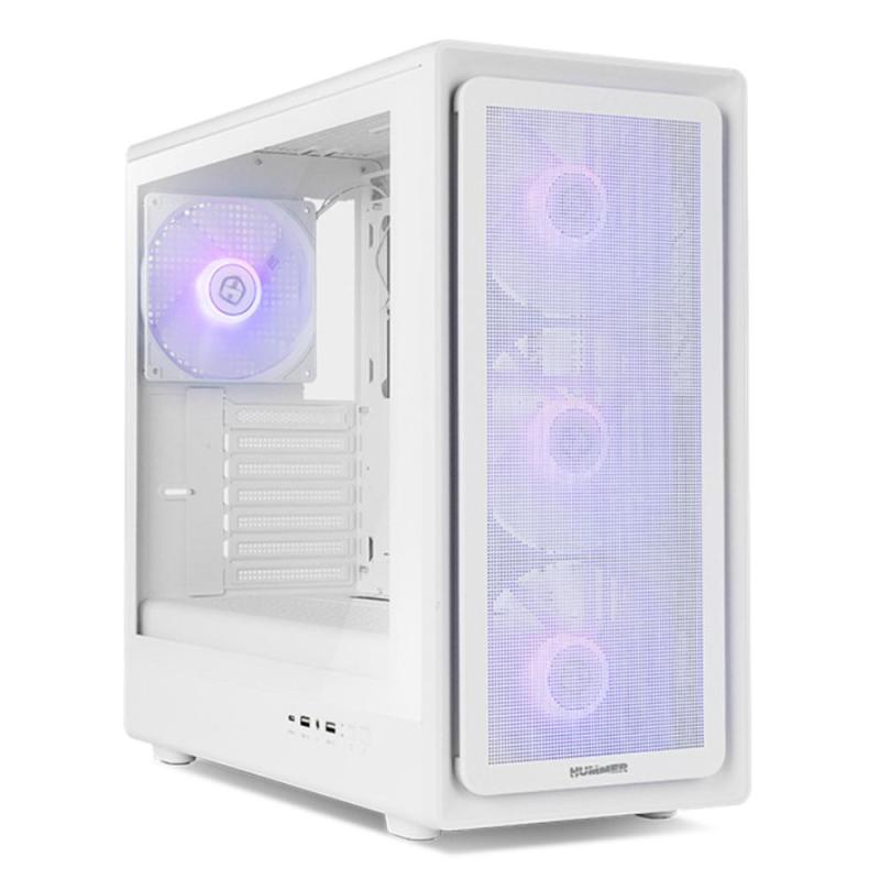 Caja ordenador gaming nox hyperflow hummer aero atx argb cristal templado blanco