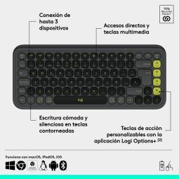 Teclado logitech pop icon keys inalambrico grafito - verde