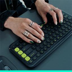 Teclado logitech pop icon keys inalambrico grafito - verde