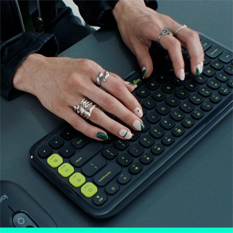 Teclado logitech pop icon keys inalambrico grafito - verde