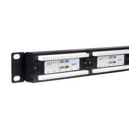 Panel transferencia phasak utp 19 pulgadas rj45 cat. 6 dual 24p 1u negro