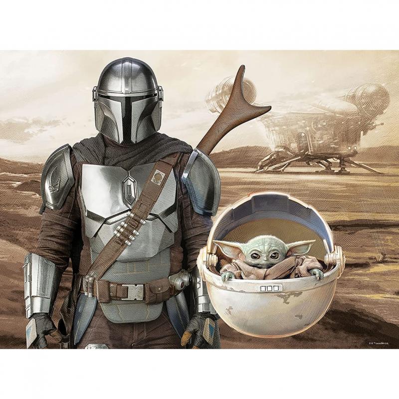 Puzle lenticular prime 3d 500 piezas the mandalorian el mandaloriano mando & grogu en capsula - Imagen 1