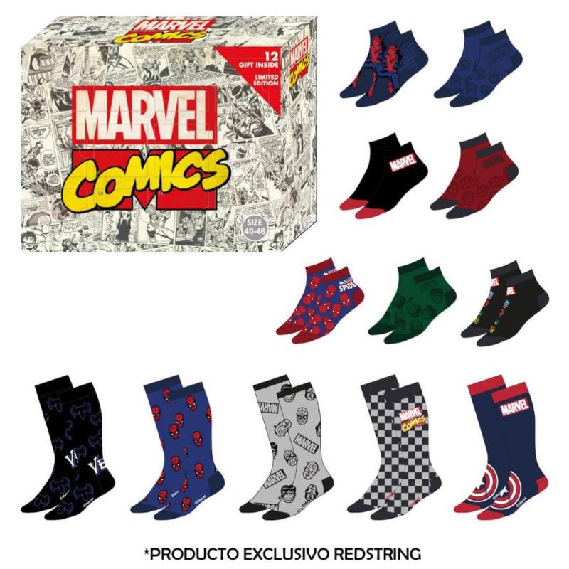Caja regalo 12 pares calcetines marvel talla 40 - 46