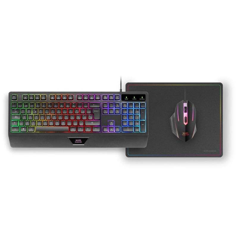 Teclado + raton mars gaming mcp124es rgb negro