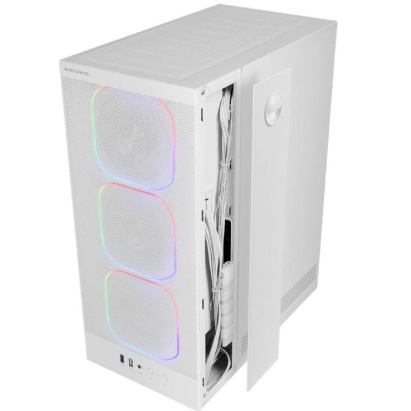 Caja ordenador mars gaming mcnebulaw atx argb cristal templado blanco