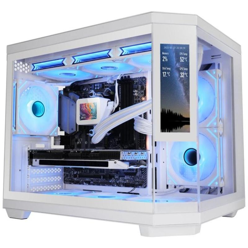 Caja ordenador mars gaming mc3tcorelcdm atx cristal templado blanca