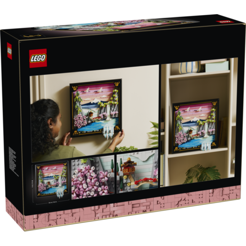 Lego art paisaje japonés con cerezos
