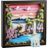 Lego art paisaje japonés con cerezos