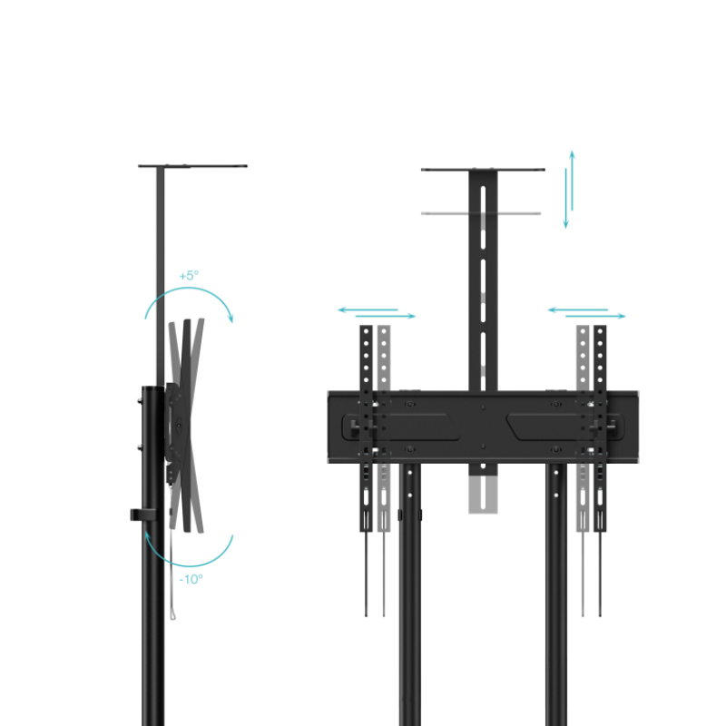 Soporte suelo con ruedas tooq vesa hasta 70 pulgadas 600x400mm max 70kg