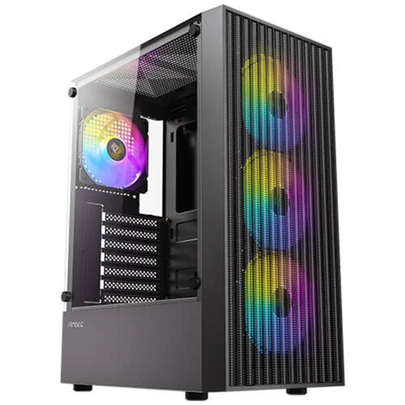 Caja ordenador gaming antec ax27 atx argb cristal templado negra