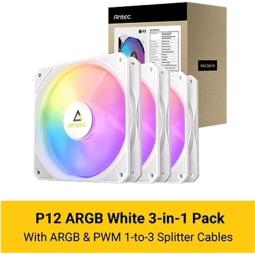 Ventilador caja antec p12r argb 3x 120mm blanco