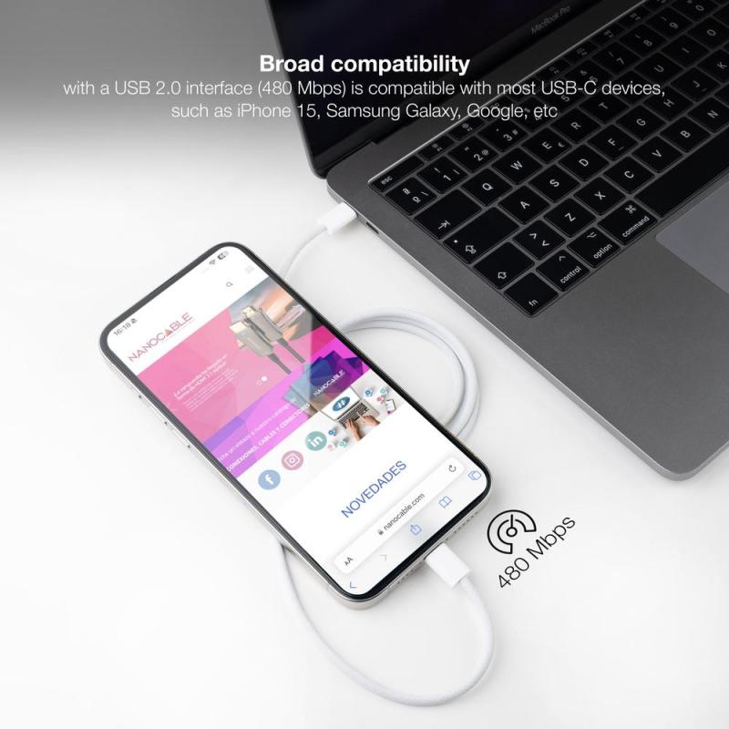 Cable usb - c 2.0 nanocable 60w usb - c - m - m - 1m
