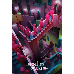 Poster el juego del calamar escaleras & esbirros enmascarados - Imagen 1