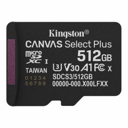 Tarjeta memoria micro secure digital sdxc 512gb kingston canvas select plus clase 10 uhs - 1
