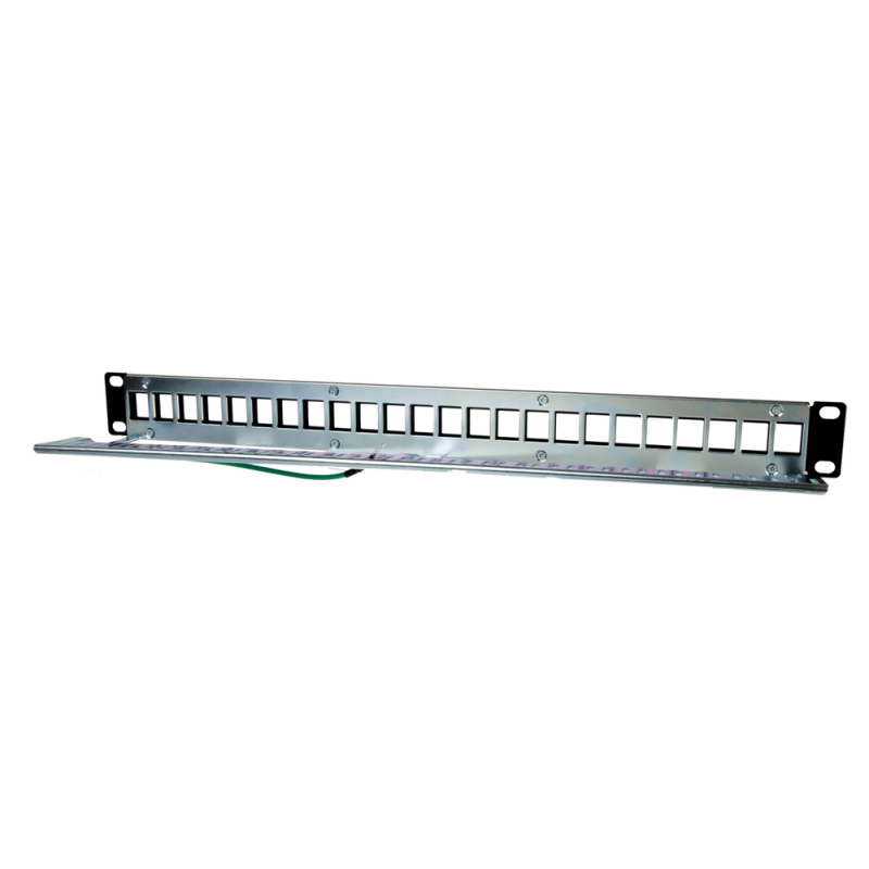 Panel frontal rack 19 pulgadas phasak para 24 conectores 1u con org. de cables ftp negro