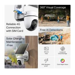 Camara de seguridad wifi tp - link tapo c615g kit 2k panel solar