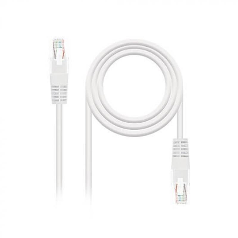 Cable red utp cat6 rj45 nanocable 1m blanco awg24 - Imagen 1