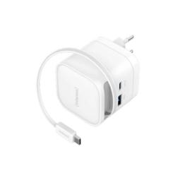 Cargador de pared intenso 65w gan w65acic retractil blanco