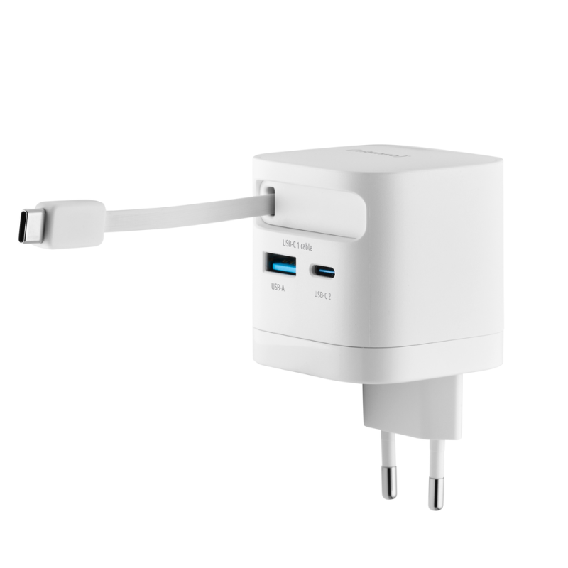 Cargador de pared intenso 65w gan w65acic retractil blanco