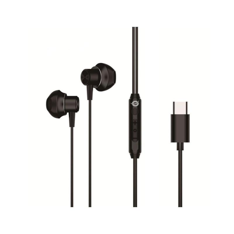 Auricular intrauditivo usb - c conceptronic brendan04b microfono controles 1.2m color negro