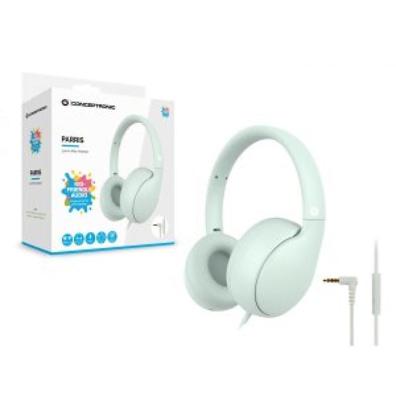 Auricular infantil conceptronic parris04gt jack 3.5mm verde