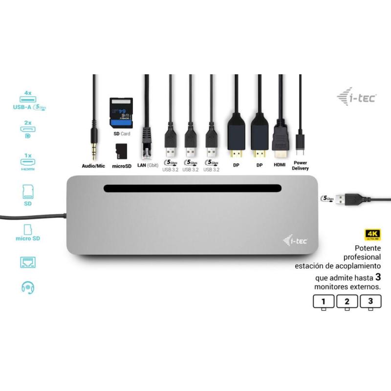 Docking station i - tec usb tipo c 12 en 1 + cargador 100w