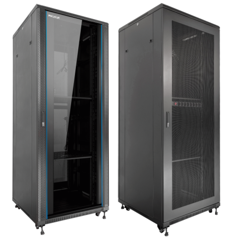 Armario rack de suelo 19 pulgadas phasak pro 32u negro 600x600 montado pho 6632