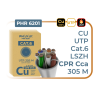 Bobina cable red phasak utp cat.6 lszh certificacion cpr (ignifugo) cca 305m gris phr 6201