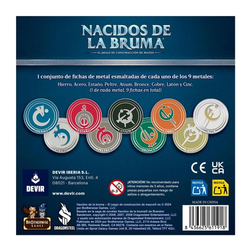 Nacidos de la bruma fichas de metal