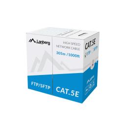 Bobina cat.5e lanberg ftp rj45 solido cobre fluke tested awg24 305m gris