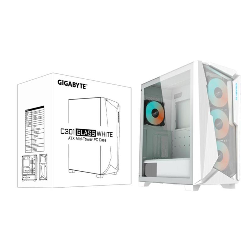 Caja ordenador gaming gigabyte ac301gw v2 atx rgb vidrio blanco