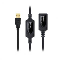 Cable usb tipo a 2.0 a usb tipo a nanocable+amplificador 10m negro -  macho - hembra - Imagen 1