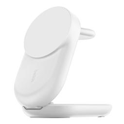 Base de carga belkin ultracharge blanco magnetico plegable qi2 25w movil reloj y auriculares blanco